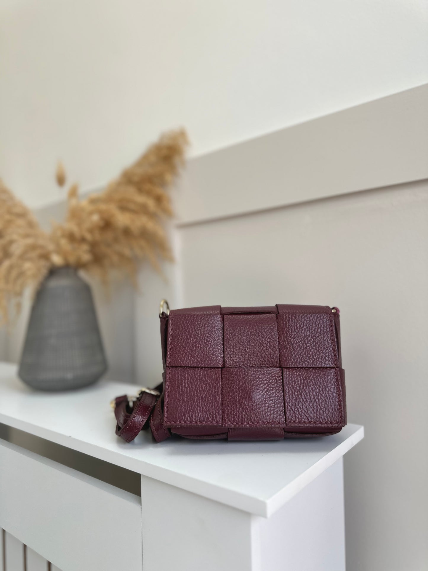 Mini Hedi Personalised Leather Woven Crossbody Bag