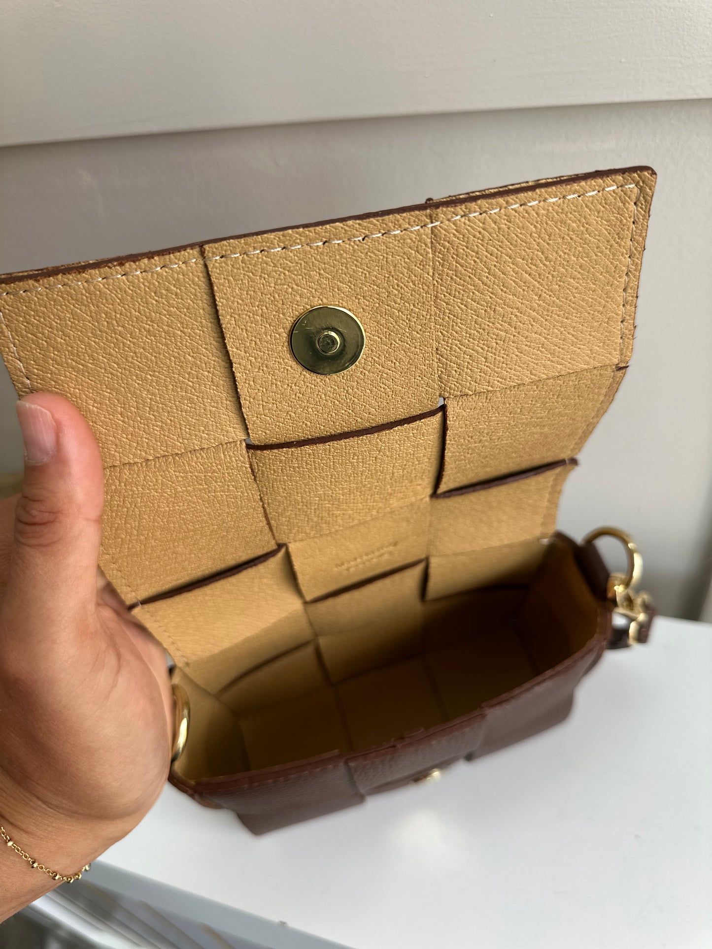 Mini Hedi Personalised Leather Woven Crossbody Bag