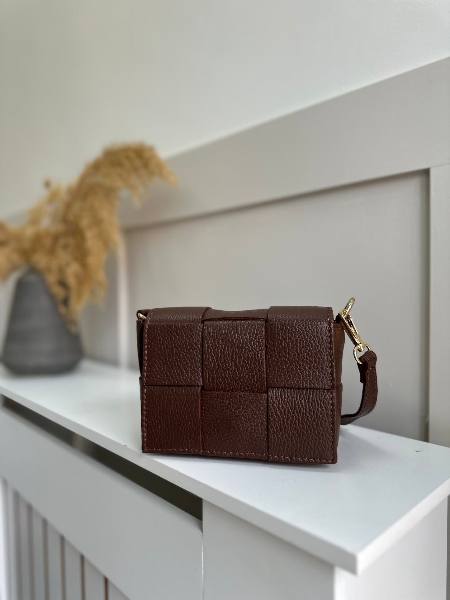 Mini Hedi Personalised Leather Woven Crossbody Bag