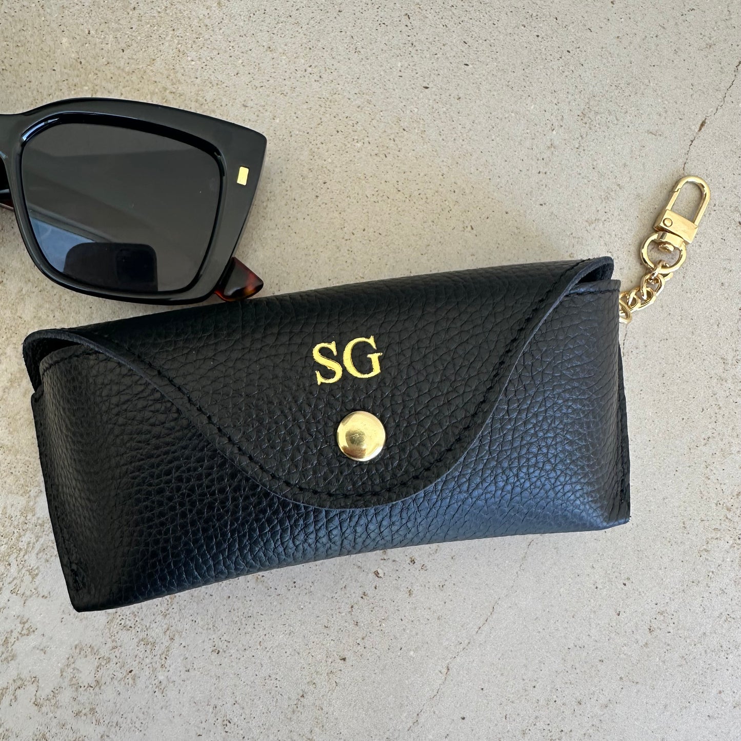 Personalised Leather Glasses Chain Case