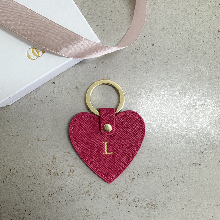 Leather Personalised Heart Keyring