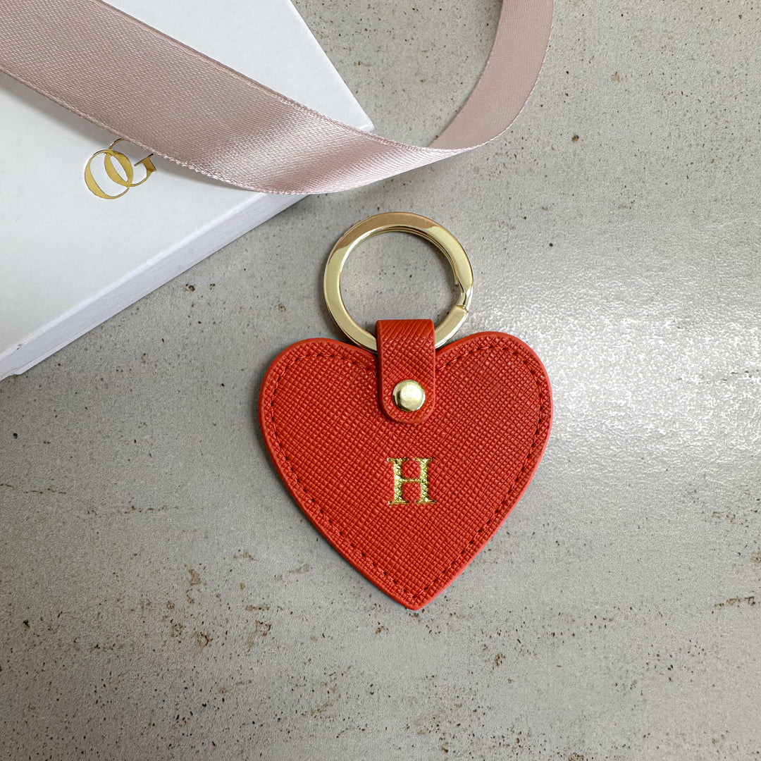 Leather Personalised Heart Keyring