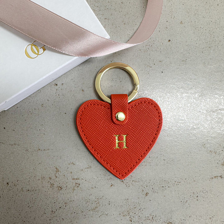 Leather Personalised Heart Keyring