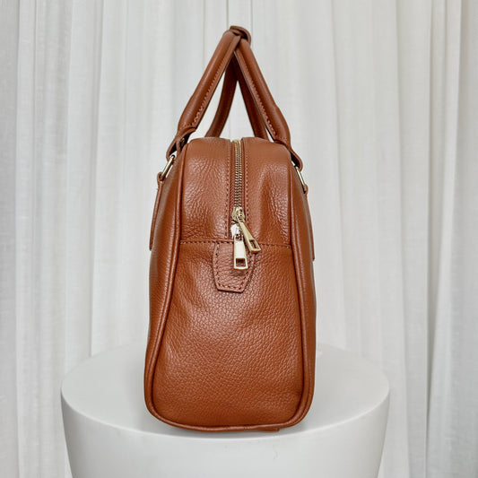 SAMPLE SALE - Tan Large Leather Bowler Bag
