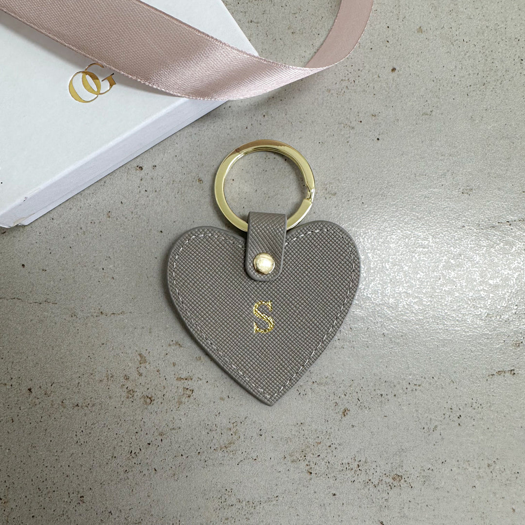Leather Personalised Heart Keyring