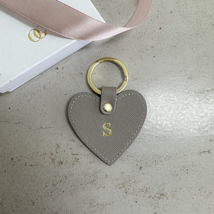 Leather Personalised Heart Keyring