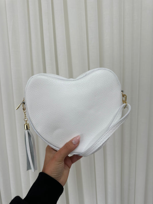 SAMPLE SALE - White Heart Leather Crossbody bag