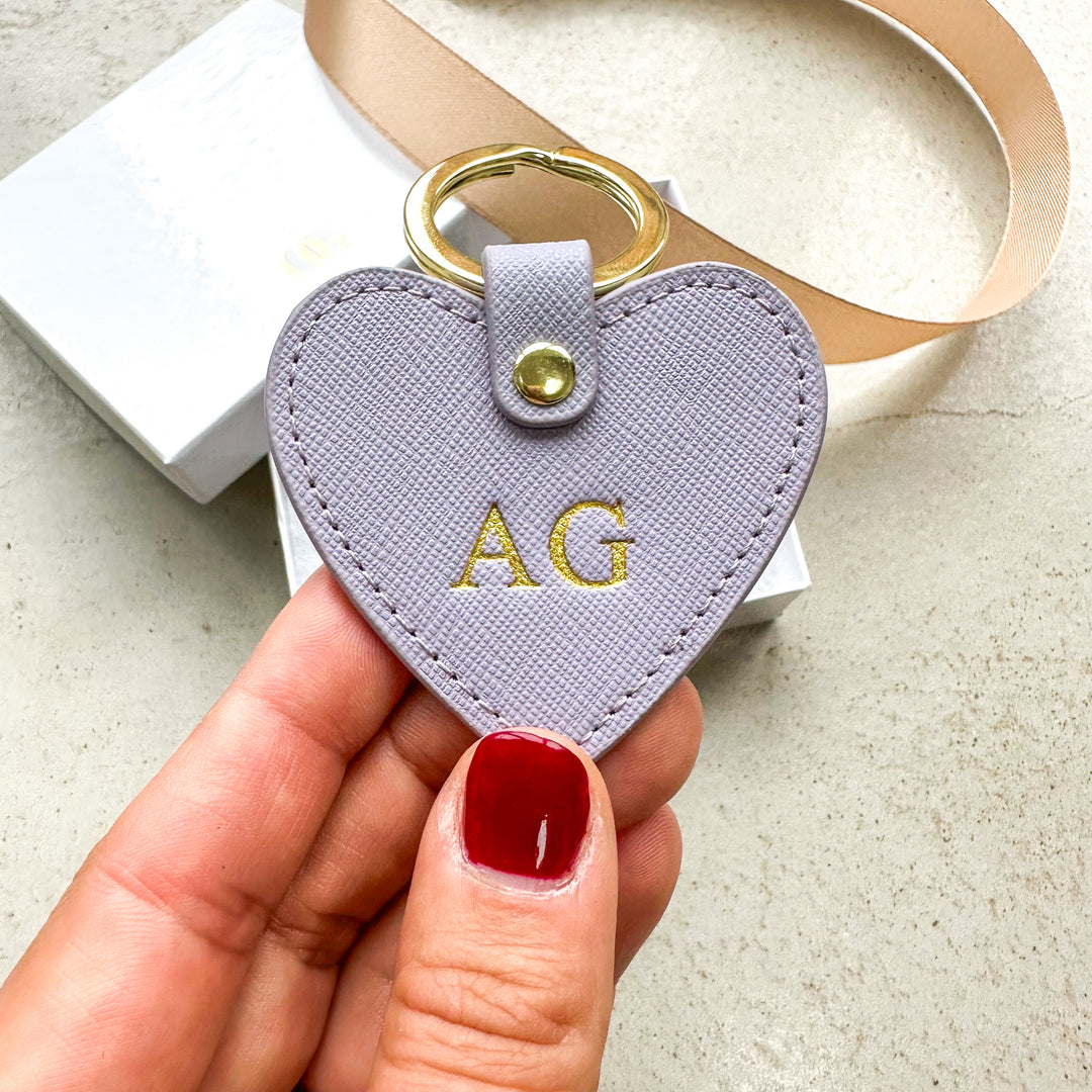 Leather Personalised Heart Keyring