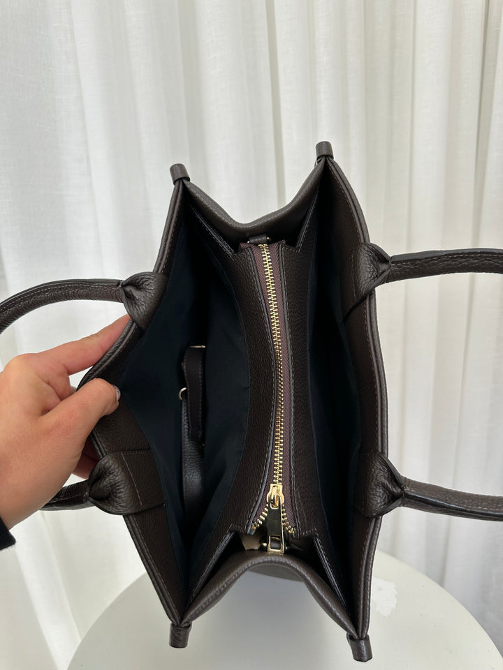 Sample Midi Leather Tote Bag Navy FREE PURSE
