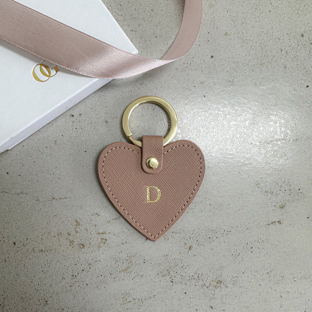 Leather Personalised Heart Keyring