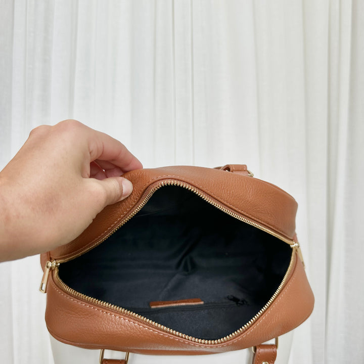 SAMPLE SALE - Tan Large Leather Bowler Bag