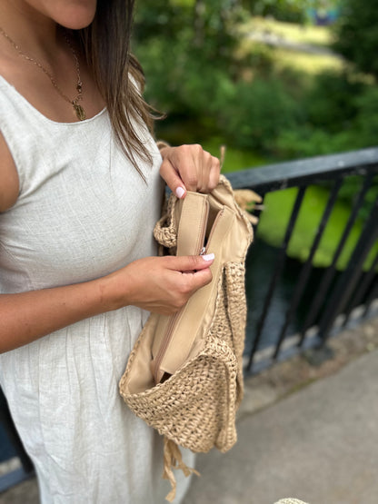 Erin Straw effect shopper beach bag