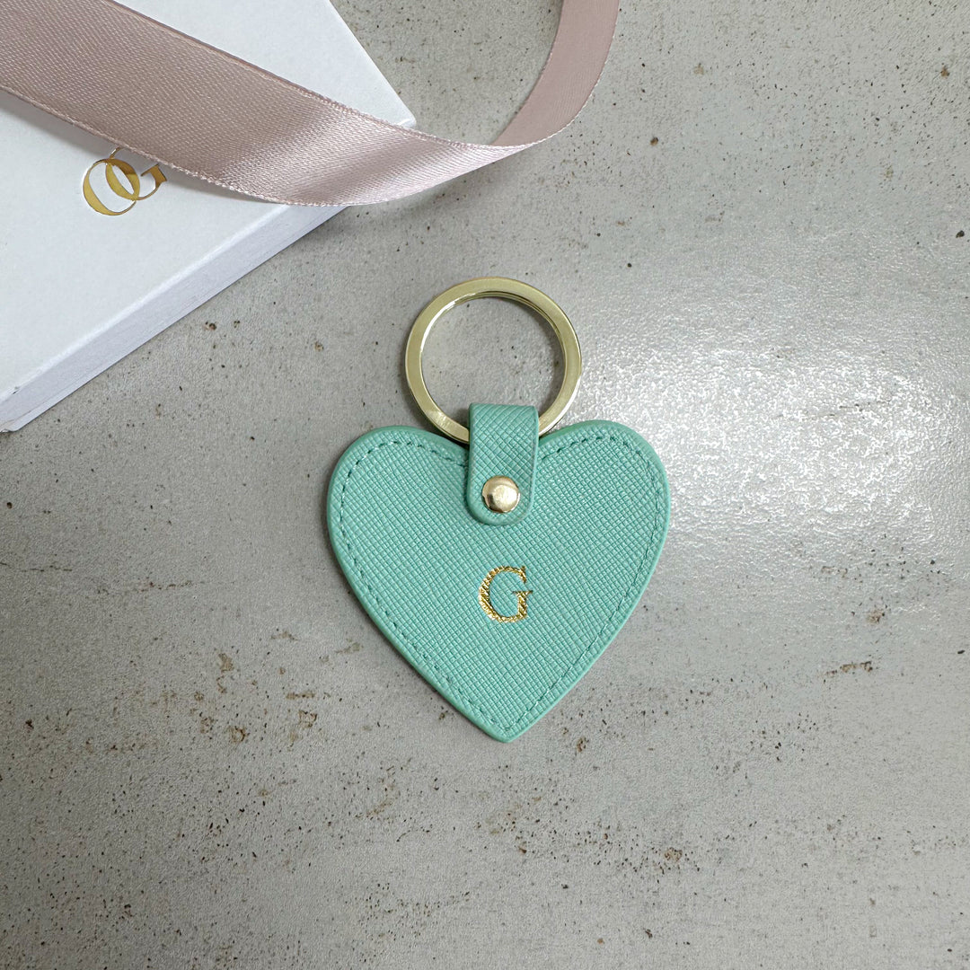Leather Personalised Heart Keyring