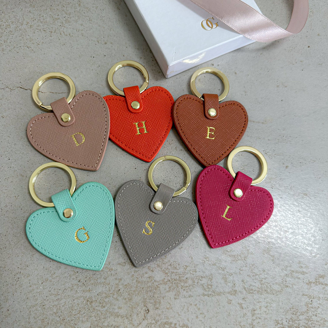 Leather Personalised Heart Keyring