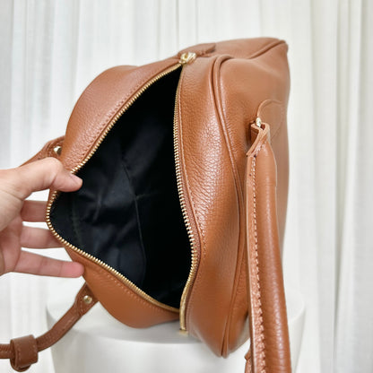 SAMPLE SALE - Tan Large Leather Bowler Bag