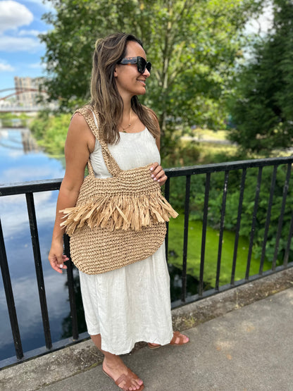 Erin Straw effect shopper beach bag
