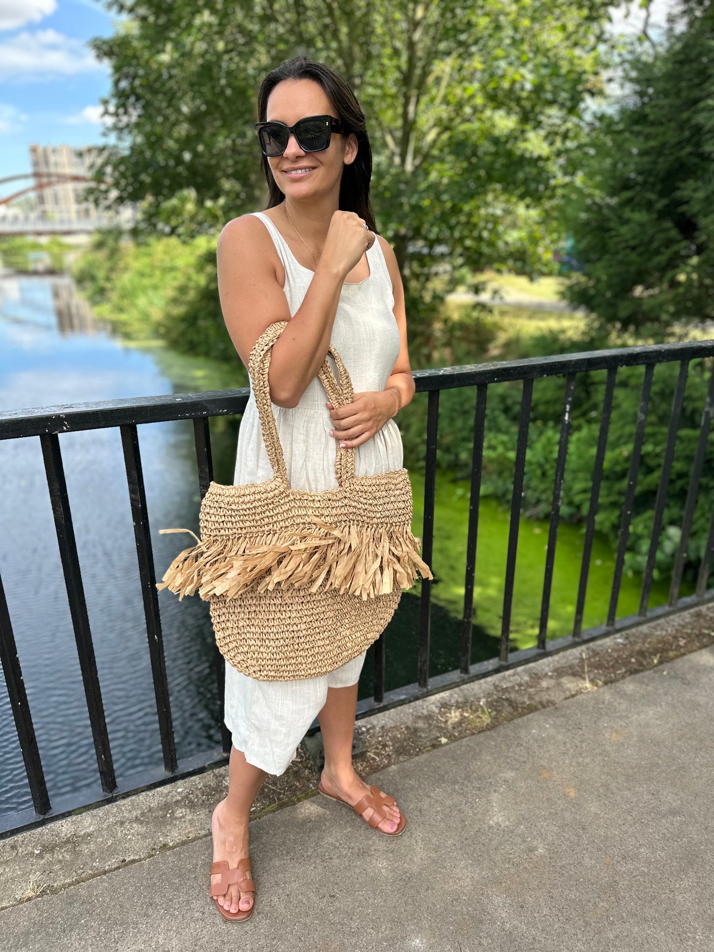 Erin Straw effect shopper beach bag