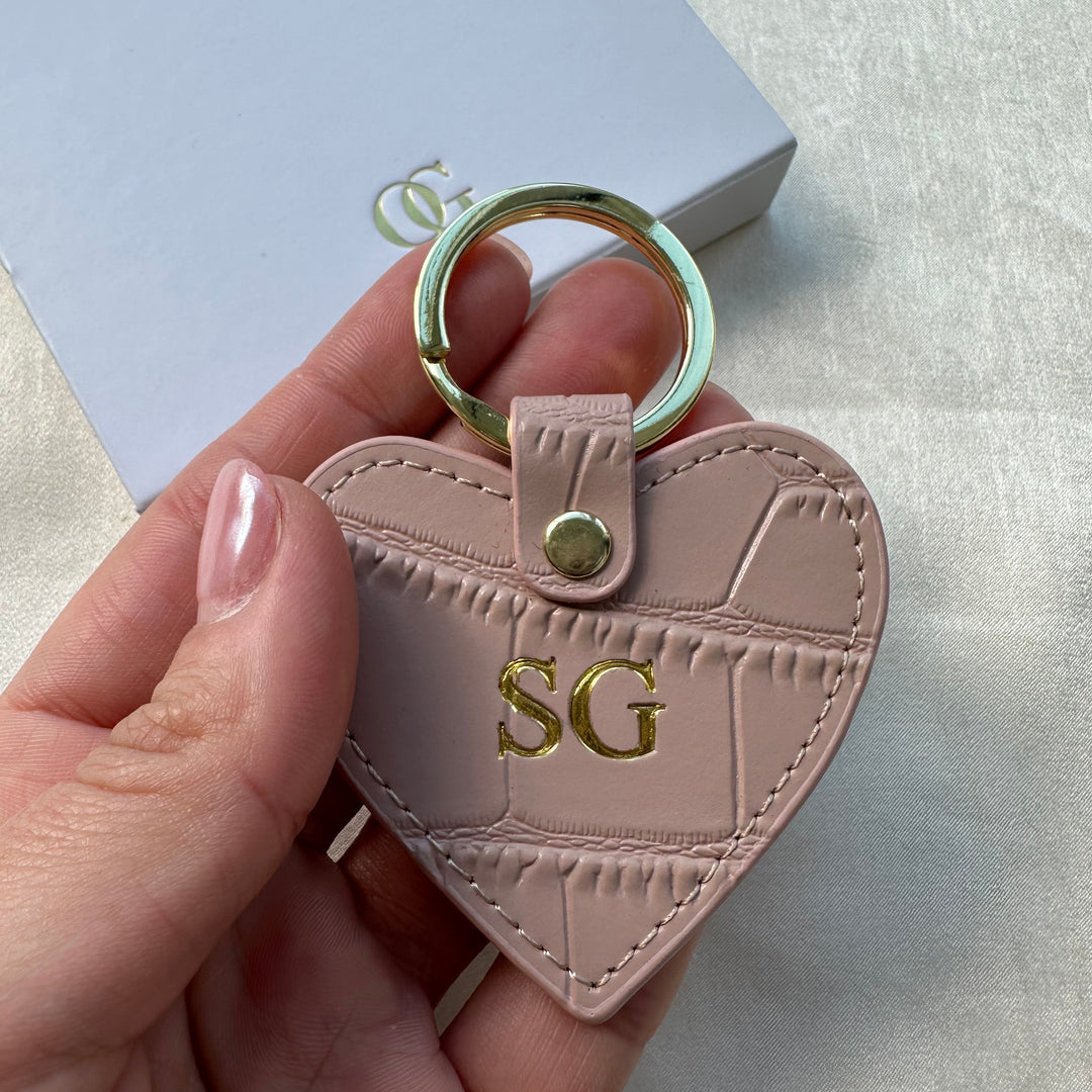 Leather Personalised Heart Keyring