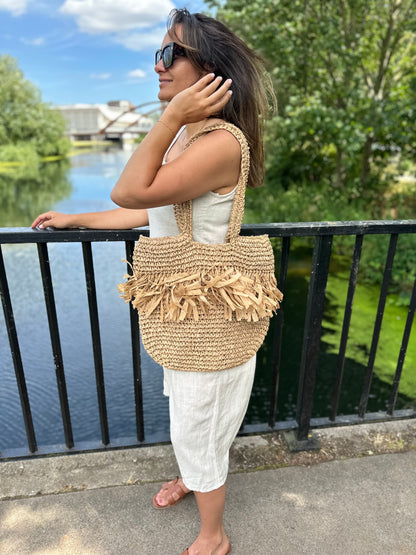 Erin Straw effect shopper beach bag