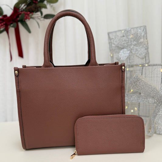 Sample Midi Leather Tote Bag and purse Chestnut Brown
