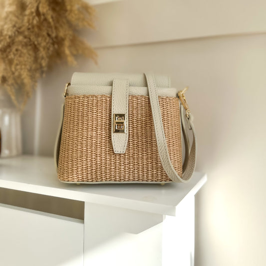 Fin Raffia Personalised Leather Crossbody Bag
