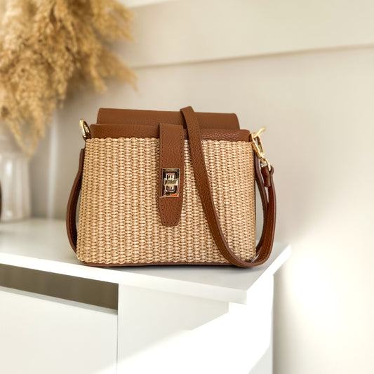 Fin Raffia Personalised Leather Crossbody Bag