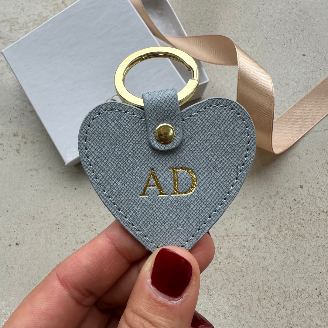 Leather Personalised Heart Keyring