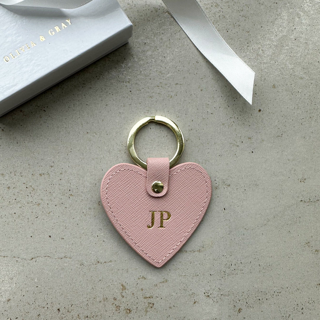 Leather Personalised Heart Keyring