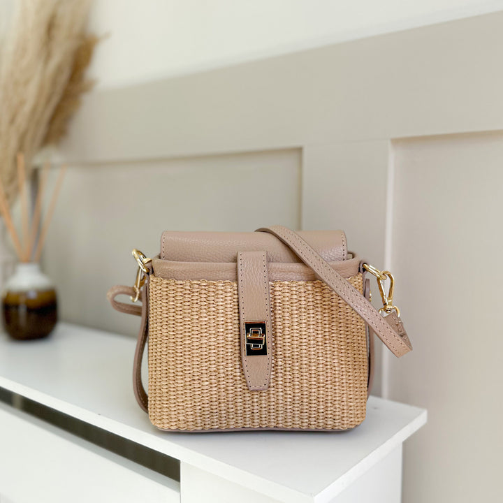 Fin Raffia Personalised Leather Crossbody Bag