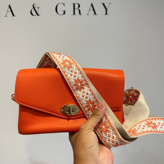 Orange Faux leather envelope Bag