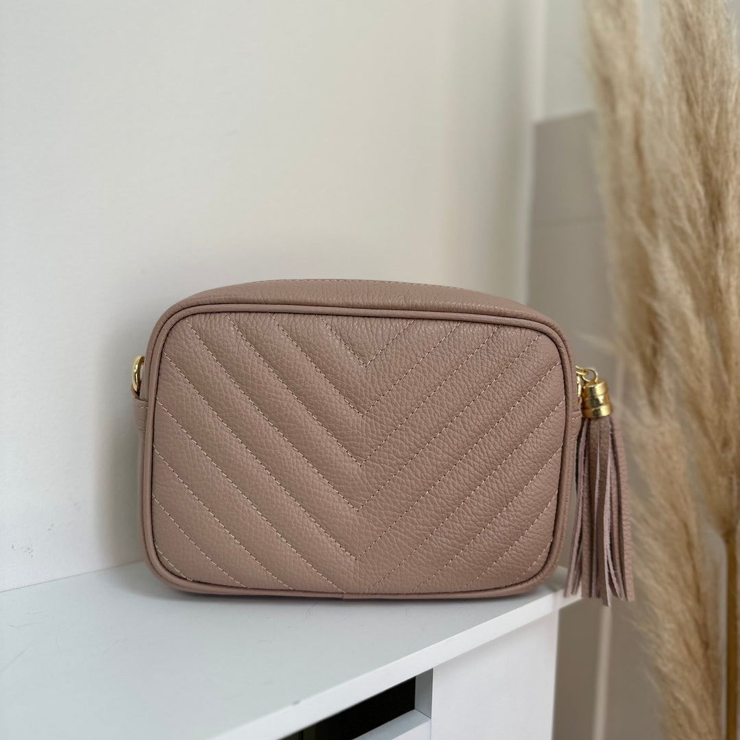 Kira Personalised  Leather Quilted Crossbody Bag