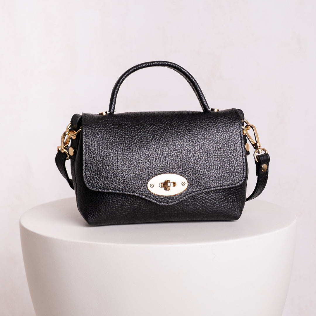 black mini crossbody top handle bag 