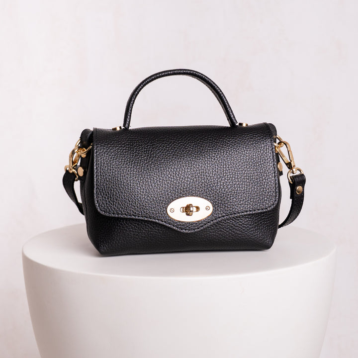 black mini crossbody top handle bag 