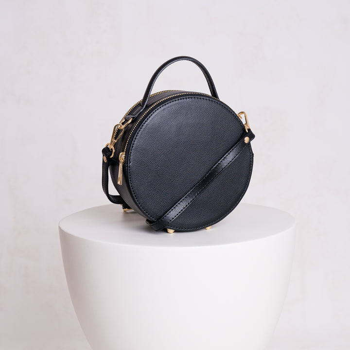 Aria Personalised Circle Leather Crossbody Bag