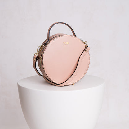 Aria Personalised Circle Leather Crossbody Bag