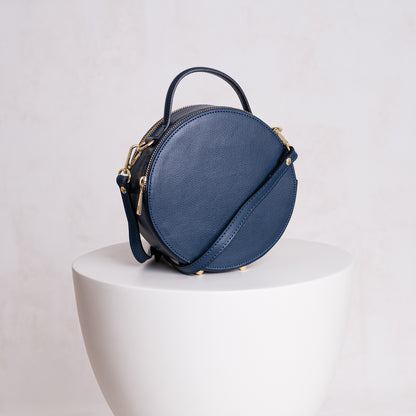 Aria Personalised Circle Leather Crossbody Bag