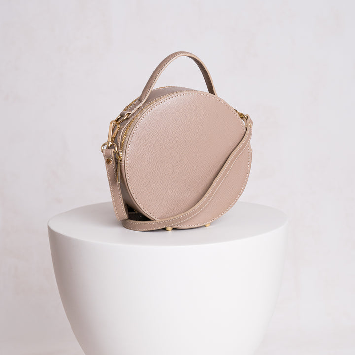 Aria Personalised Circle Leather Crossbody Bag