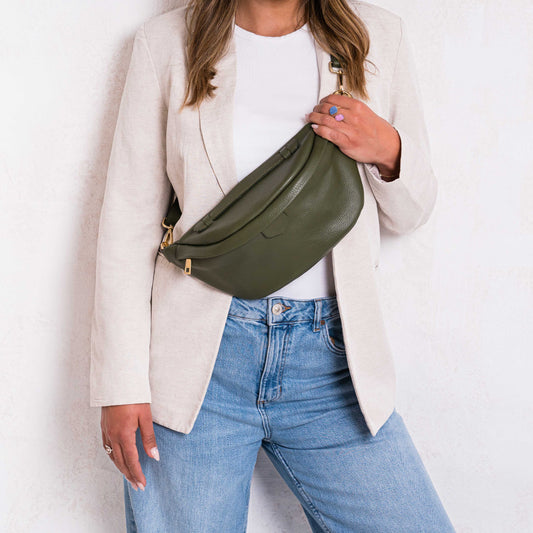 Cleo Personalised Large Leather Bumbag Waist Bag