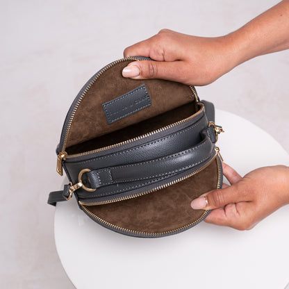 Aria Personalised Circle Leather Crossbody Bag