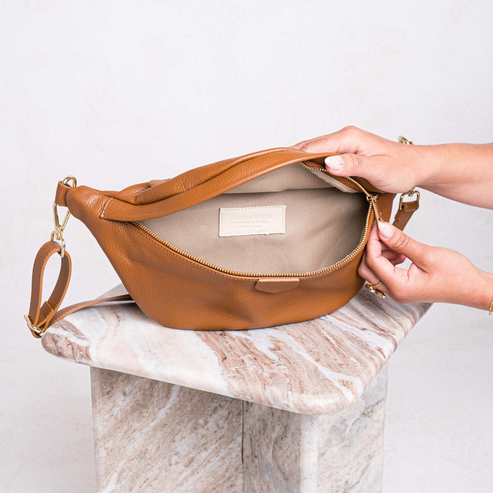 Cleo Personalised Large Leather Bumbag Waist Bag