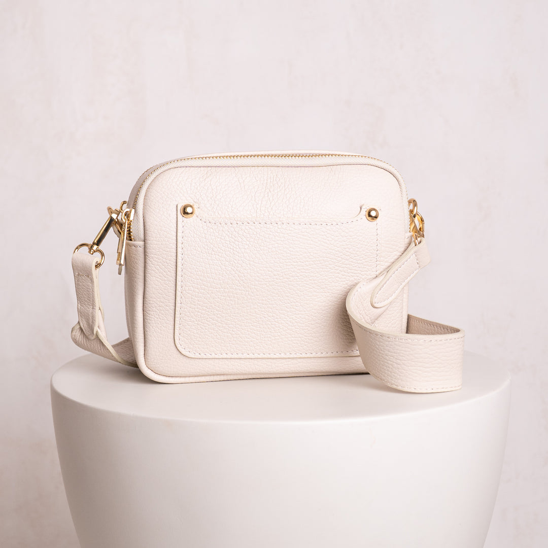 Elizabeth Leather Double Zip Crossbody Bag - OLIVIA AND GRAY LTD