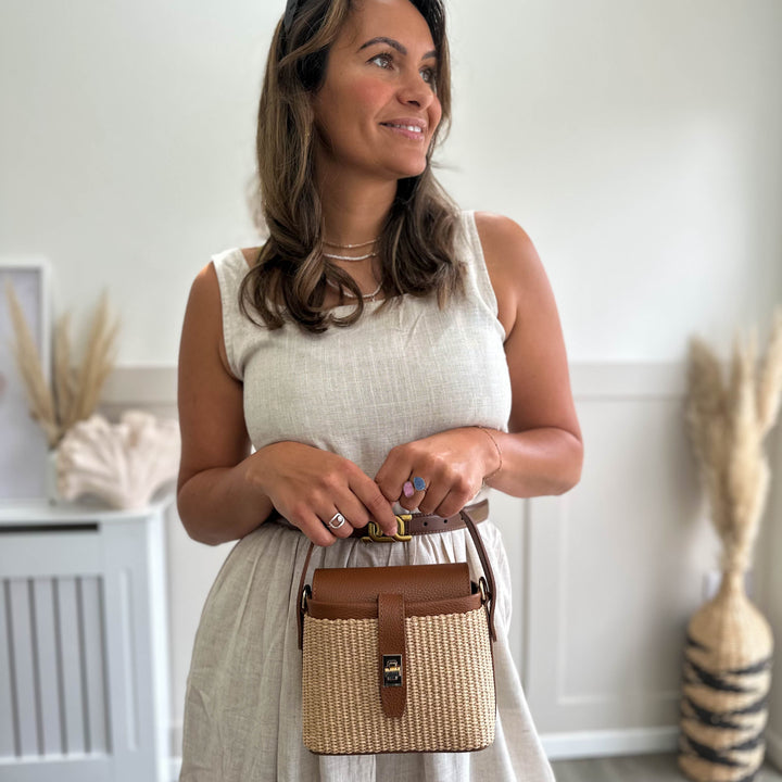 raffia leather crossbody bag 