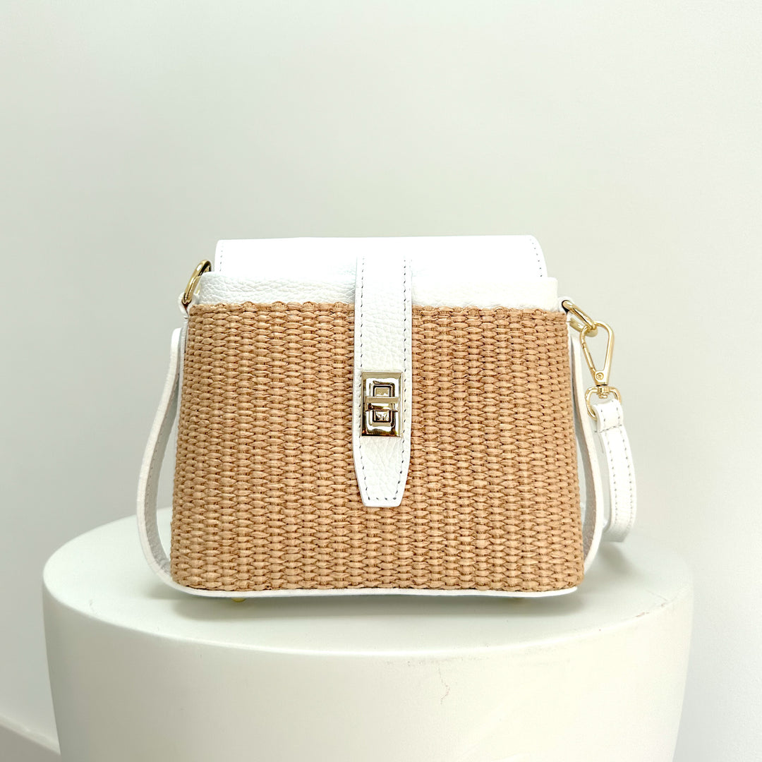 Fin Raffia Personalised Leather Crossbody Bag