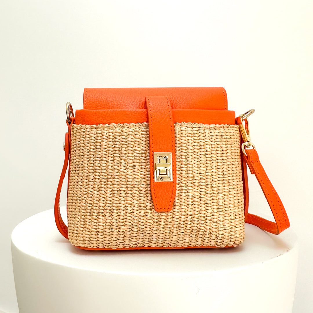 Fin Raffia Personalised Leather Crossbody Bag