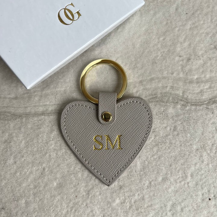 Leather Personalised Heart Keyring