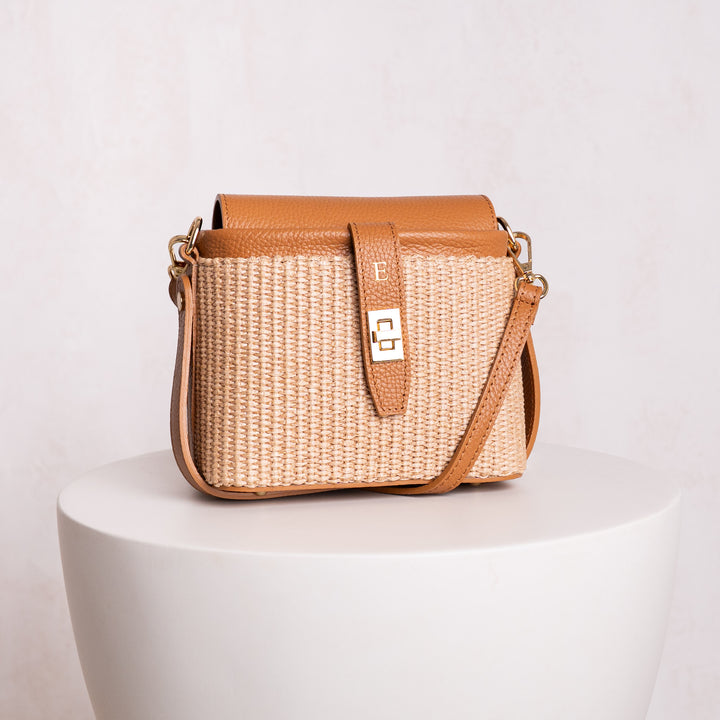 Fin Raffia Personalised Leather Crossbody Bag