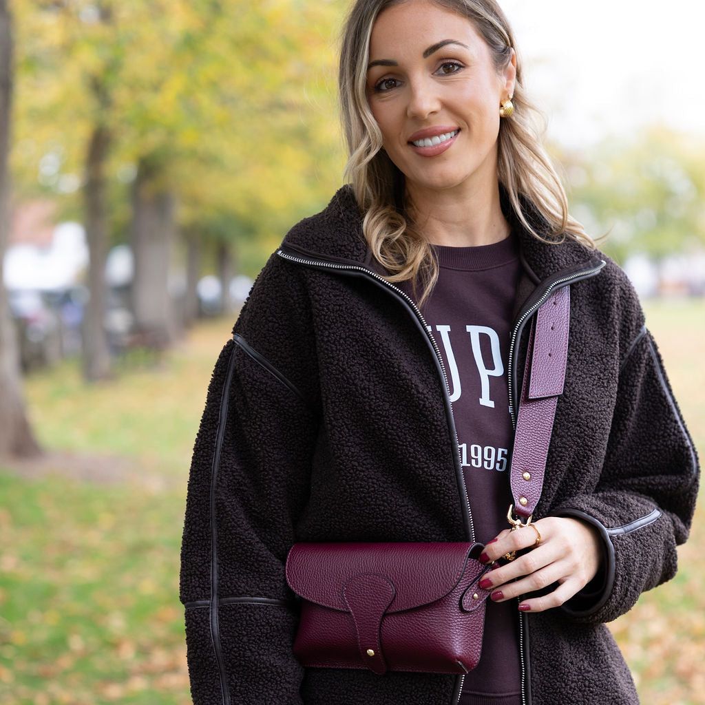 burgundy handbag 