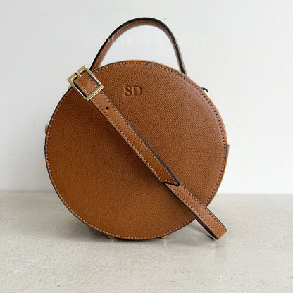 Aria Personalised Circle Leather Crossbody Bag - OLIVIA AND GRAY LTD