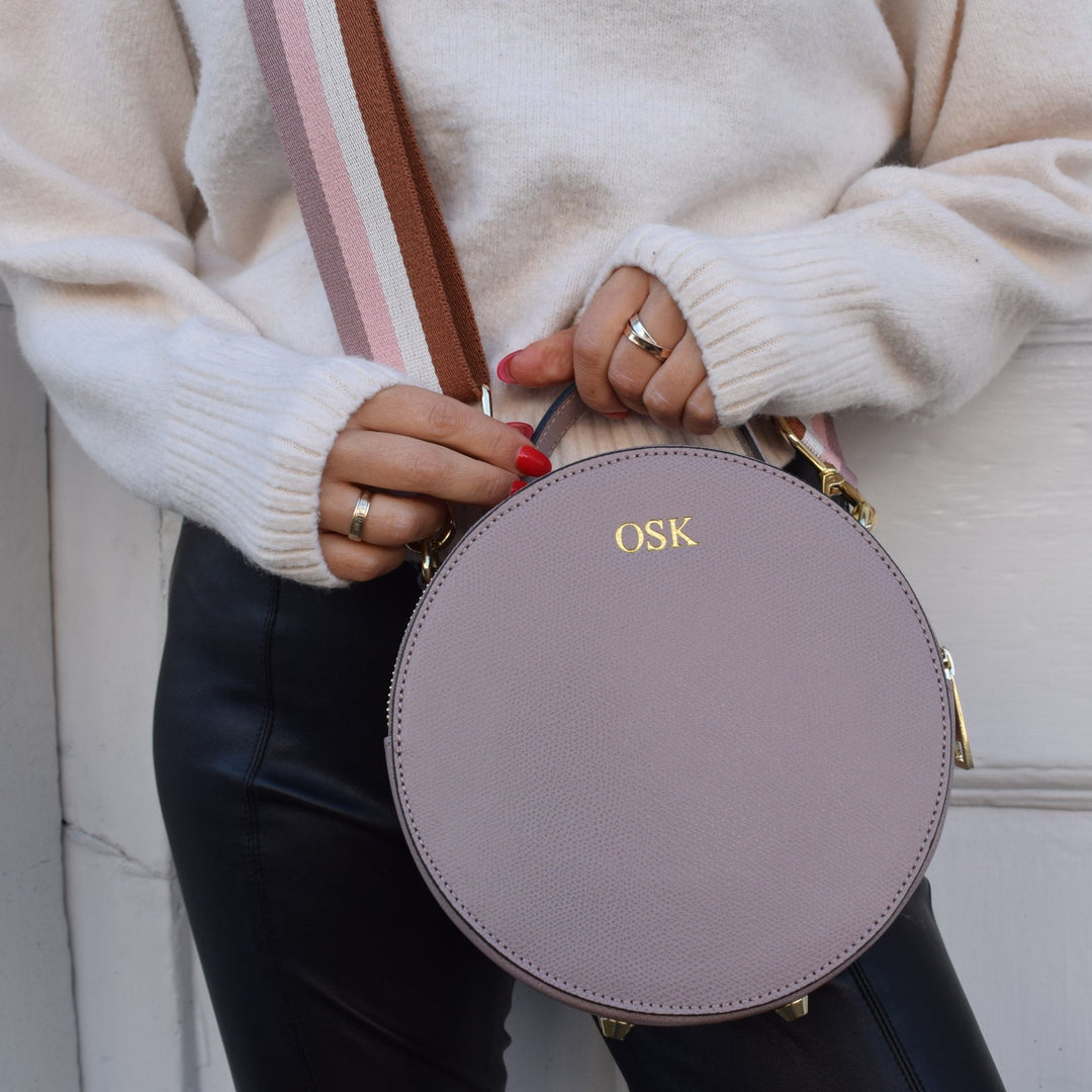Aria Personalised Circle Leather Crossbody Bag - OLIVIA AND GRAY LTD
