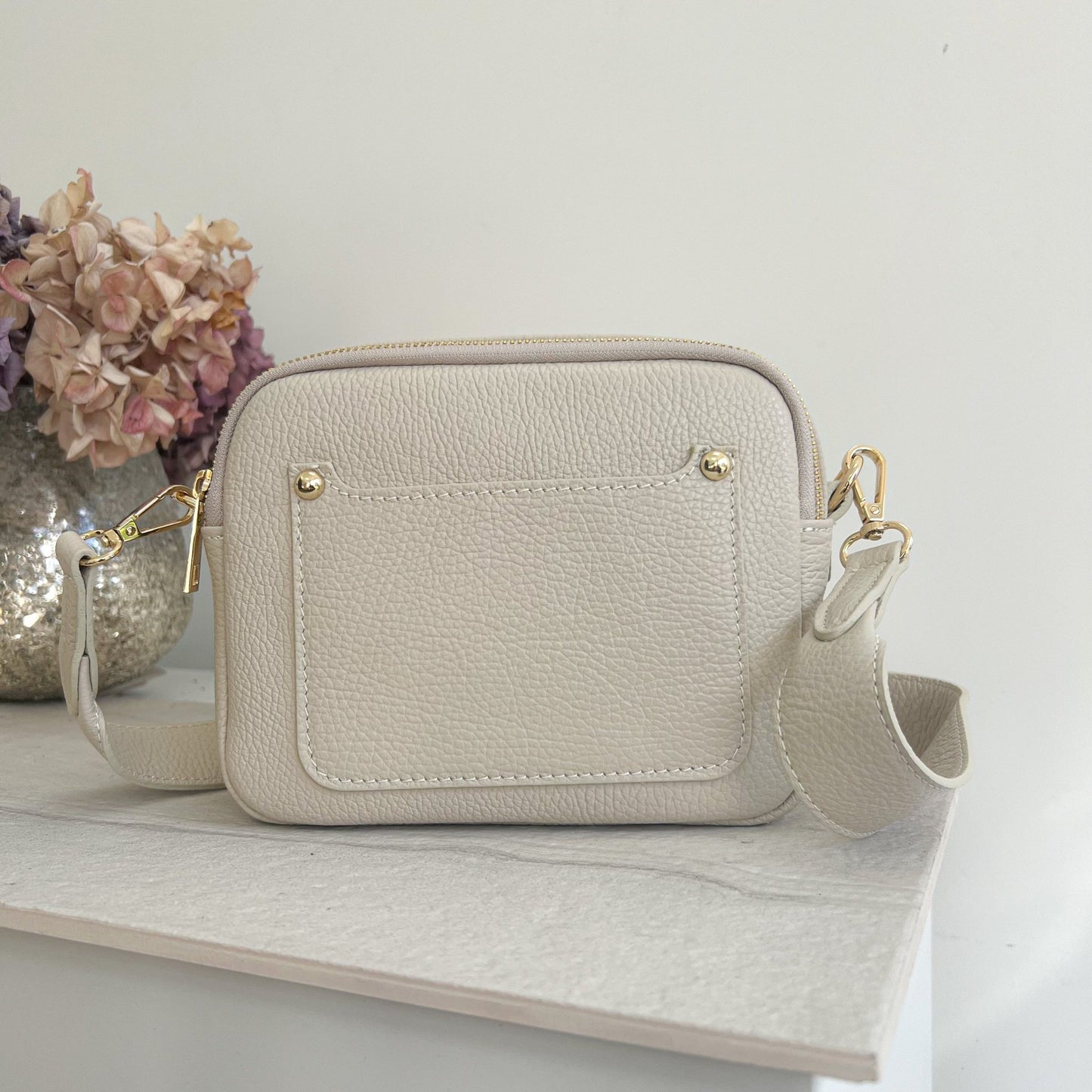 Elizabeth Leather Double Zip Crossbody Bag - OLIVIA AND GRAY LTD